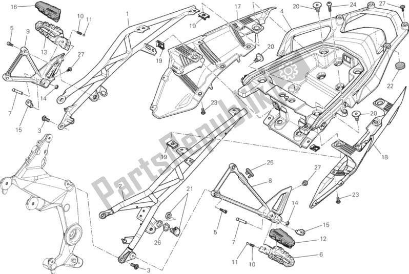 All parts for the Rear Frame Comp. Of the Ducati Multistrada 1200 ABS 2010